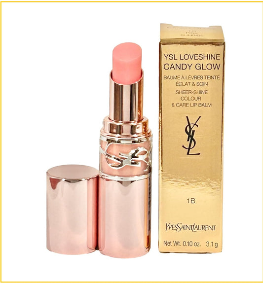 YVES SAINT LAURENT 聖羅蘭粉管口紅唇膏小樣 YSL LOVESHINE CANDY GLOW LIPSTICK #1B 1.3G